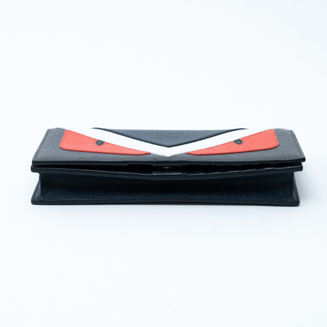 Fendi Grained Leather Monster Bifold Long Wallet