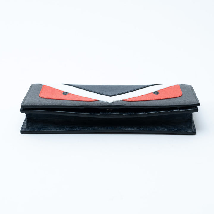 Fendi Grained Leather Monster Bifold Long Wallet