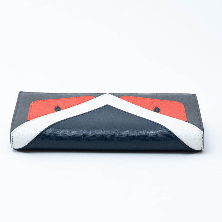 Fendi Grained Leather Monster Bifold Long Wallet