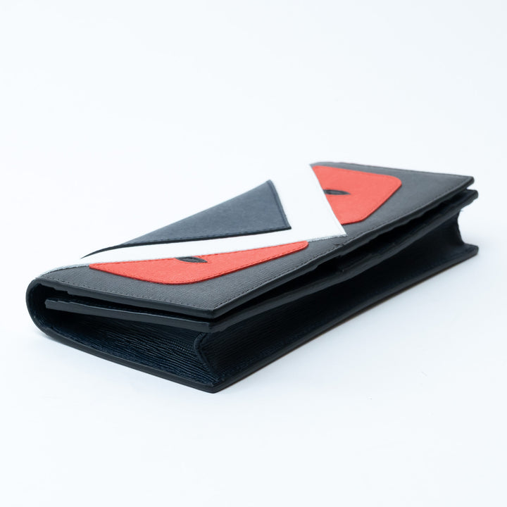 Fendi Grained Leather Monster Bifold Long Wallet