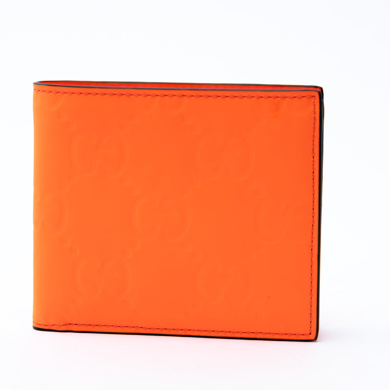 Gucci Neon Orange Bifold Monogram Wallet