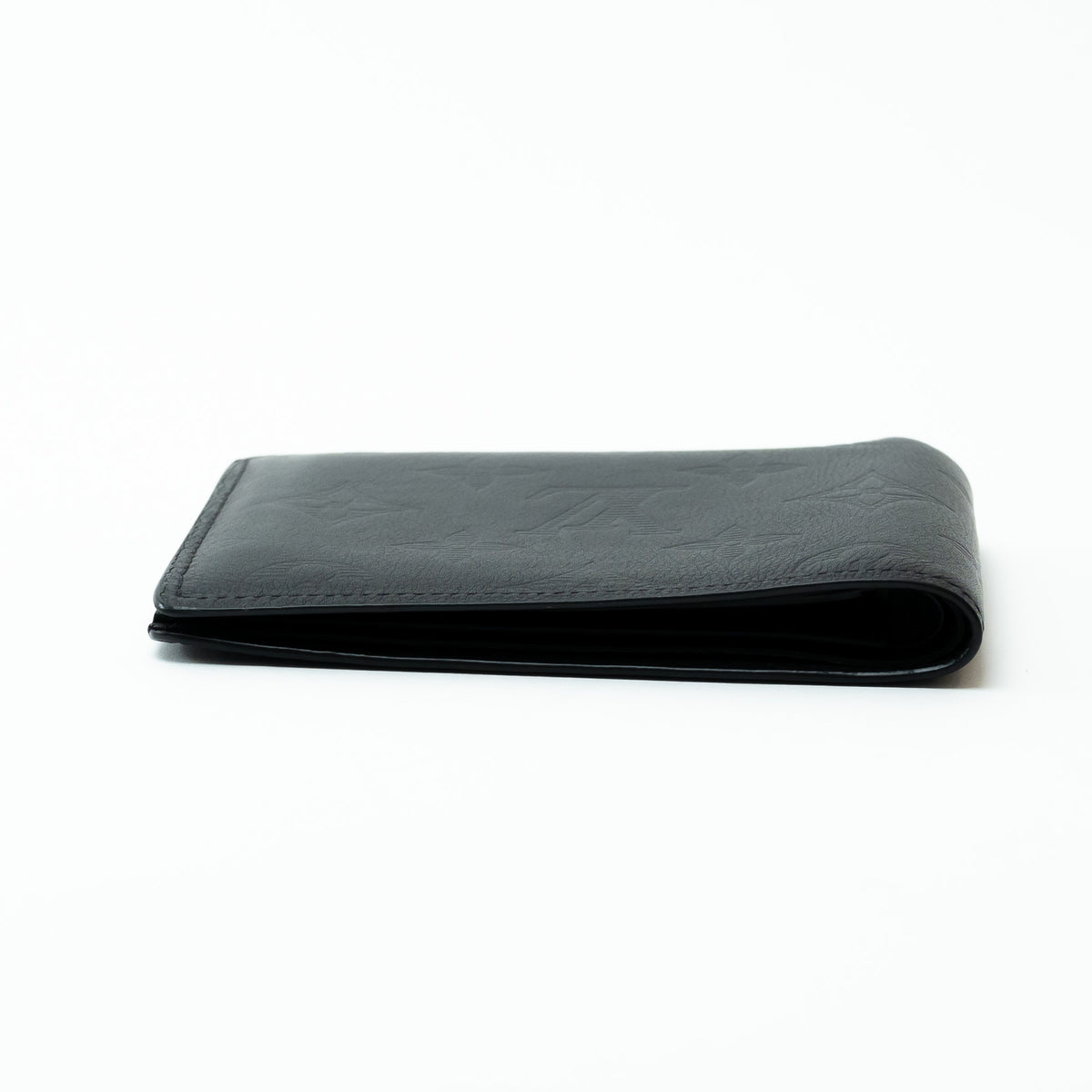 Louis Vuitton Black Smooth Leather Monogram Embossed Bifold Wallet