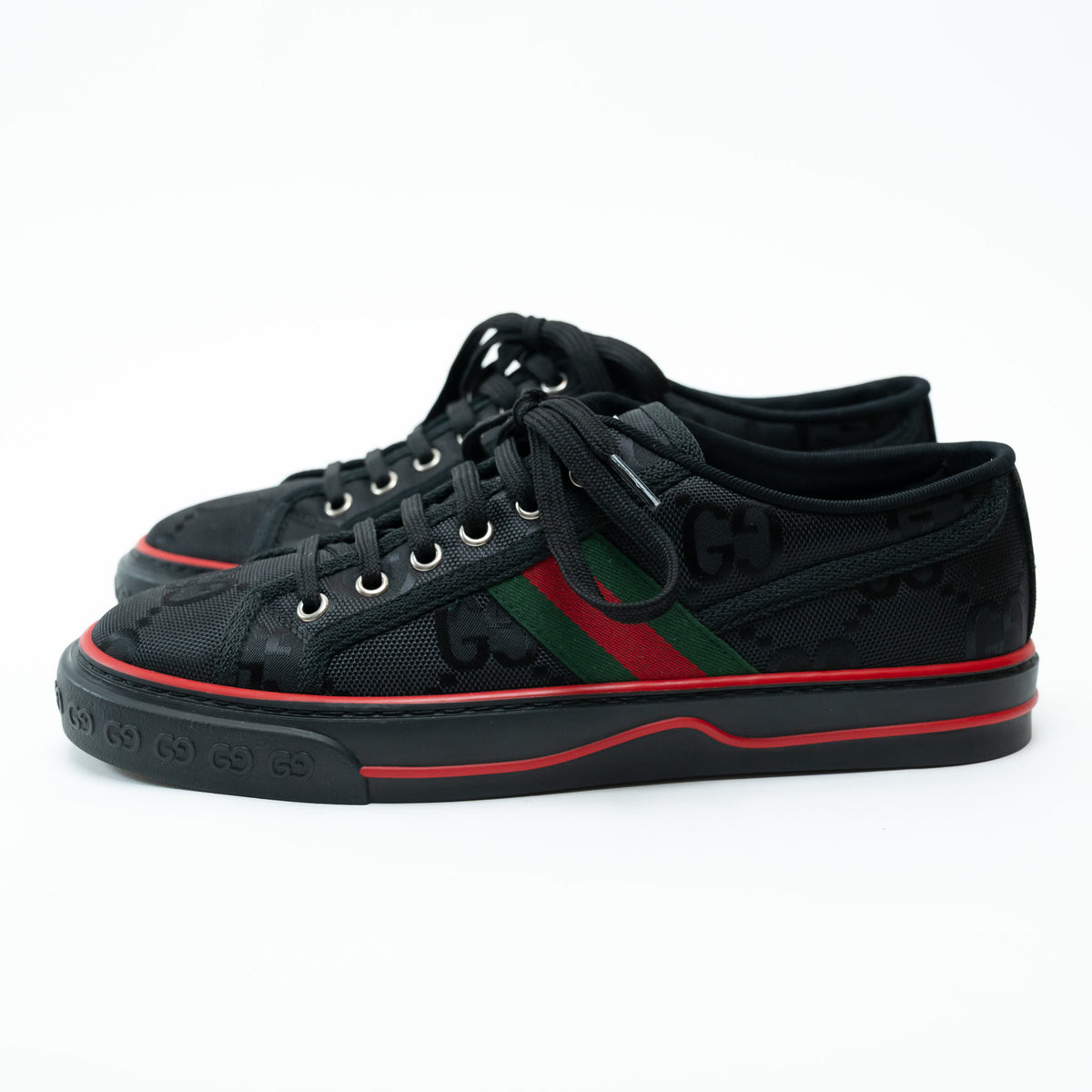 Gucci Black Monogram Canvas Low Top Sneakers Size 5.5