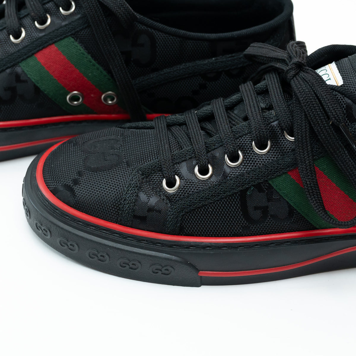 Gucci Black Monogram Canvas Low Top Sneakers Size 5.5