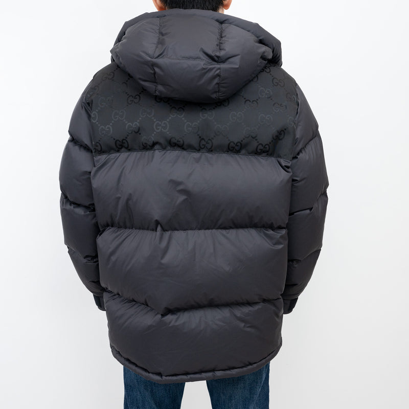 Gucci Black Puffer Jacket With Monogram Details Size 48