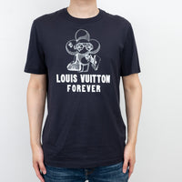 Louis Vuitton Navy T-Shirt with White Graphic Size M