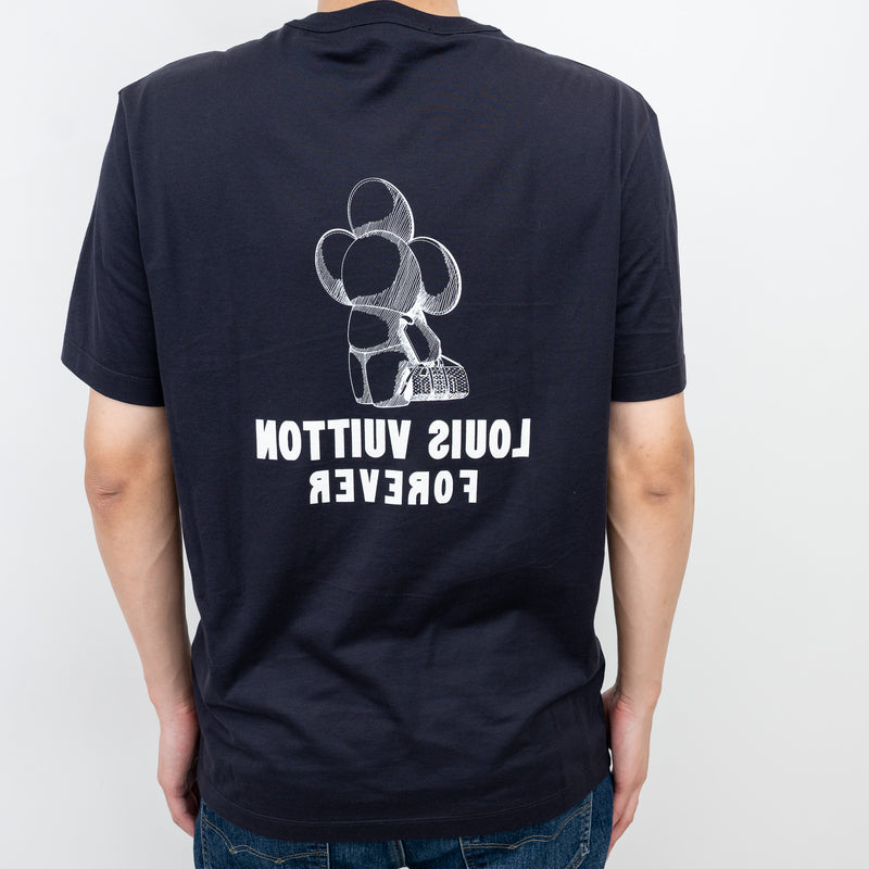 Louis Vuitton Navy T-Shirt with White Graphic Size M