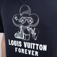 Louis Vuitton Navy T-Shirt with White Graphic Size M