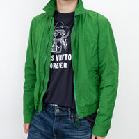 Burberry Green Nylon Bomber Jacket with Ribbed Details Size M