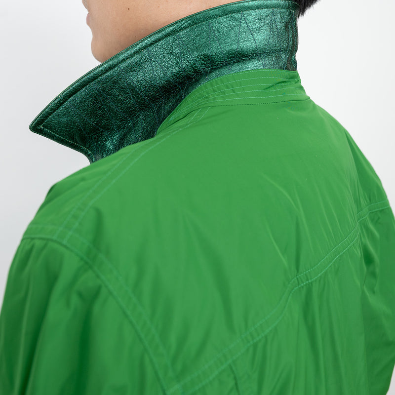 Burberry Green Nylon Bomber Jacket with Ribbed Details Size M