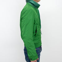 Burberry Green Nylon Bomber Jacket with Ribbed Details Size M