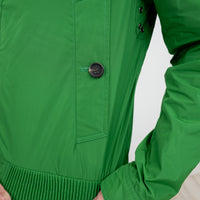 Burberry Green Nylon Bomber Jacket with Ribbed Details Size M