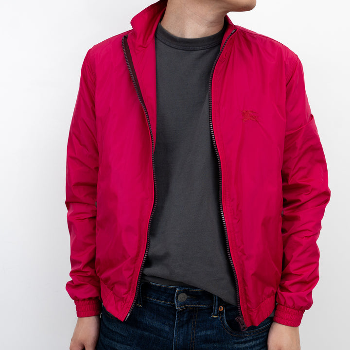 Burberry Pink Nylon Bomber Jacket with Ribbed Details Size M