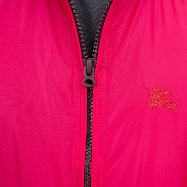 Burberry Pink Nylon Bomber Jacket with Ribbed Details Size M