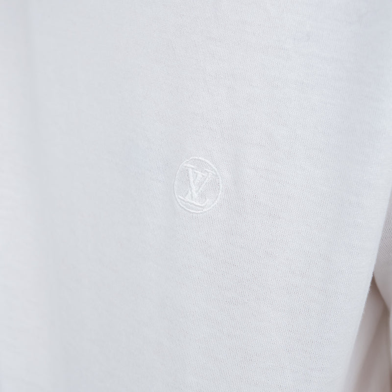 Louis Vuitton White T-Shirt with Embroidered Logo Size XL