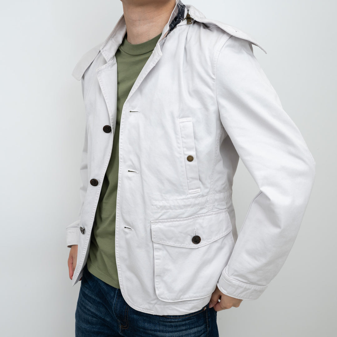 Burberry Light Grey Cotton Trench Coat Size M