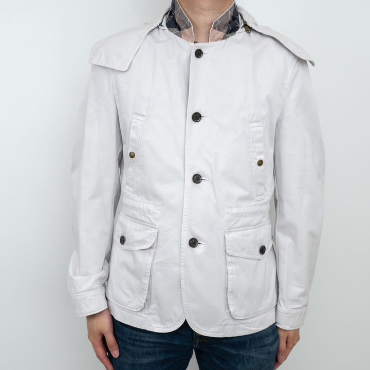 Burberry Light Grey Cotton Trench Coat Size M