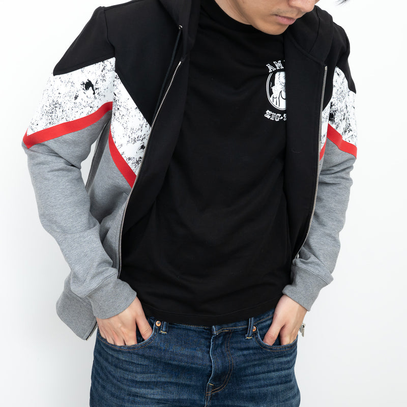 Dior Zip Up Hoodie with Red/Speckled Chevron Detail Size M
