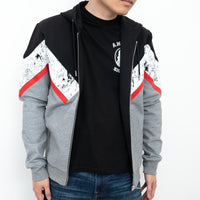 Dior Zip Up Hoodie with Red/Speckled Chevron Detail Size M