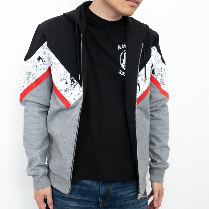 Dior Zip Up Hoodie with Red/Speckled Chevron Detail Size M