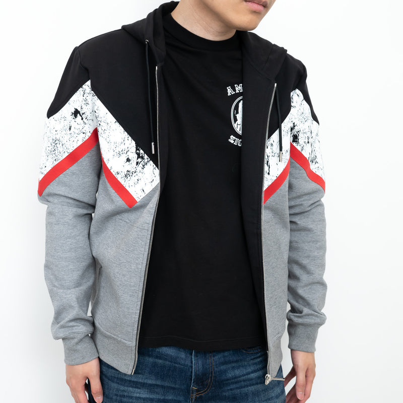 Dior Zip Up Hoodie with Red/Speckled Chevron Detail Size M