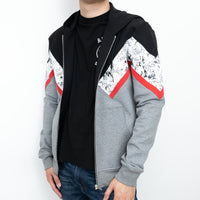Dior Zip Up Hoodie with Red/Speckled Chevron Detail Size M