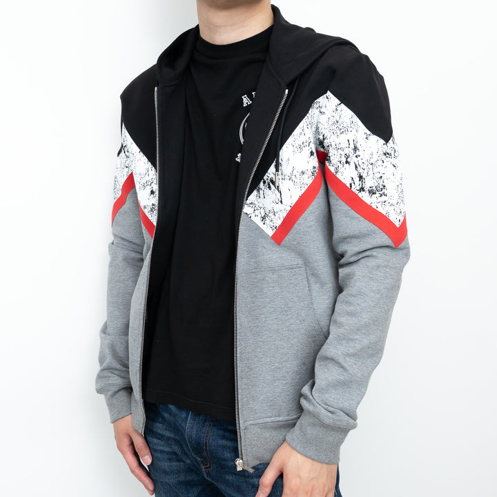 Dior Zip Up Hoodie with Red/Speckled Chevron Detail Size M