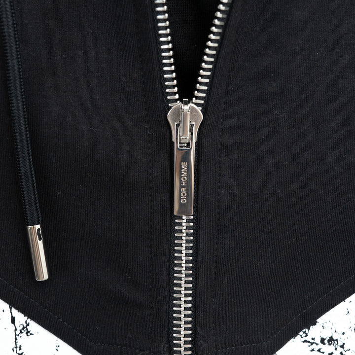 Dior Zip Up Hoodie with Red/Speckled Chevron Detail Size M