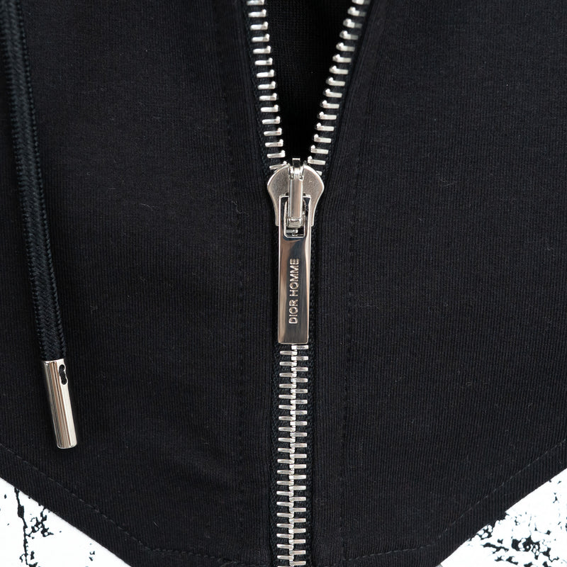 Dior Zip Up Hoodie with Red/Speckled Chevron Detail Size M