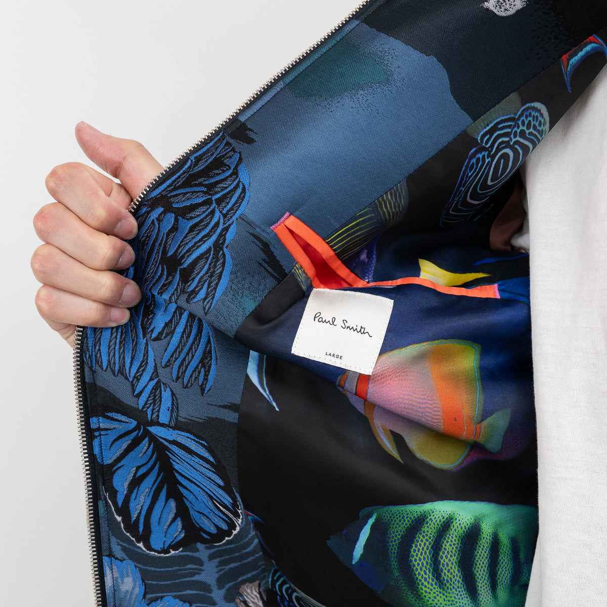 Paul Smith Blue/Black Printed Zip Up Jacket