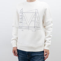 Louis Vuitton White Cotton Sailboat Graphic Sweater Size Medium