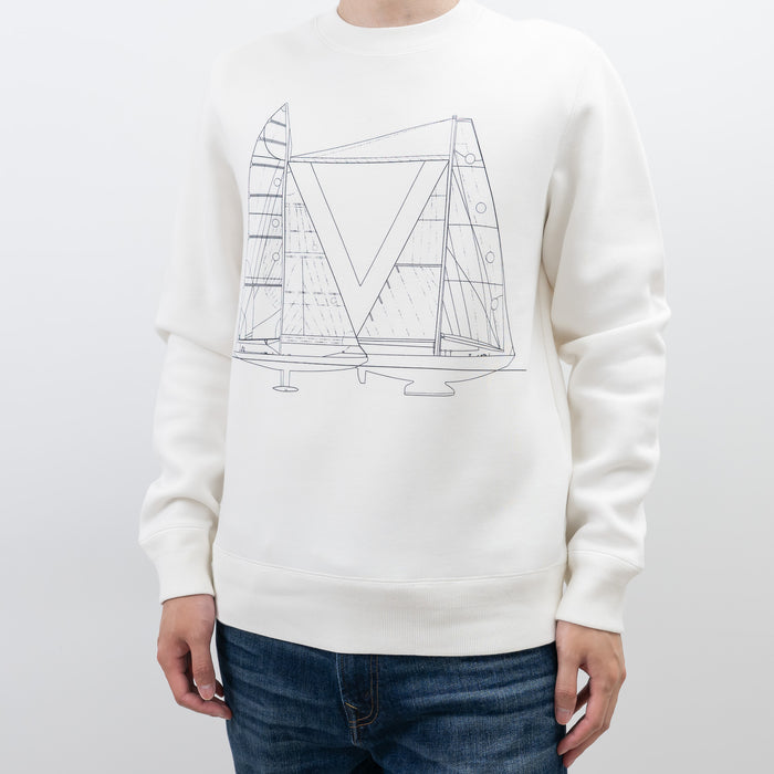 Louis Vuitton White Cotton Sailboat Graphic Sweater Size Medium