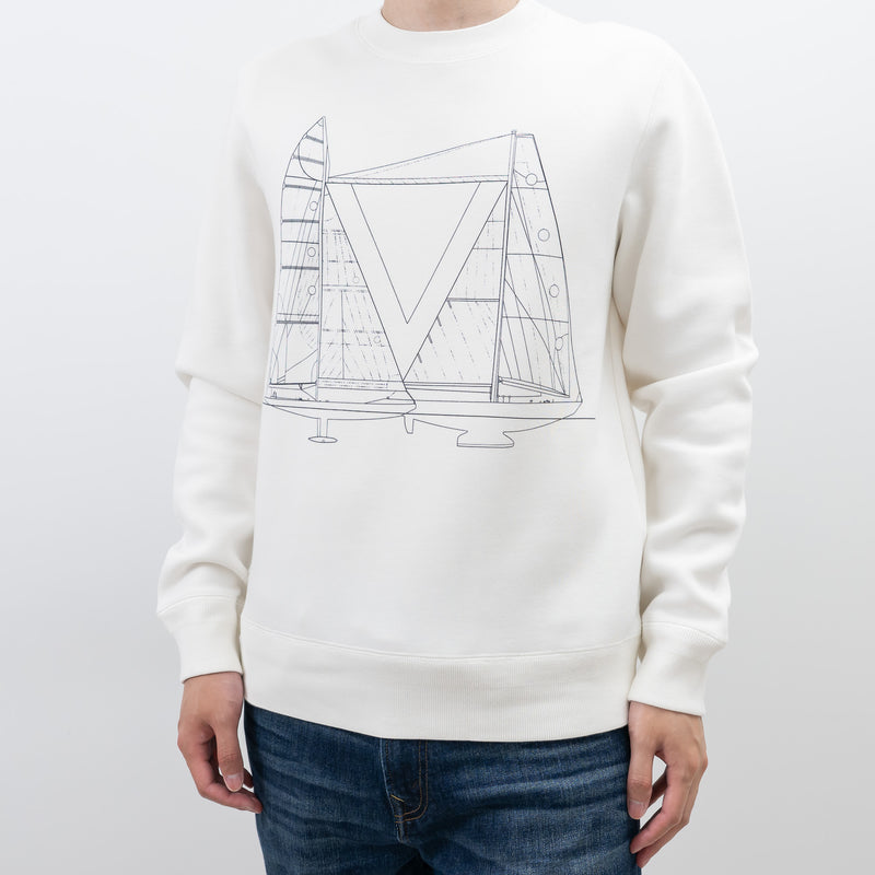 Louis Vuitton White Cotton Sailboat Graphic Sweater Size Medium