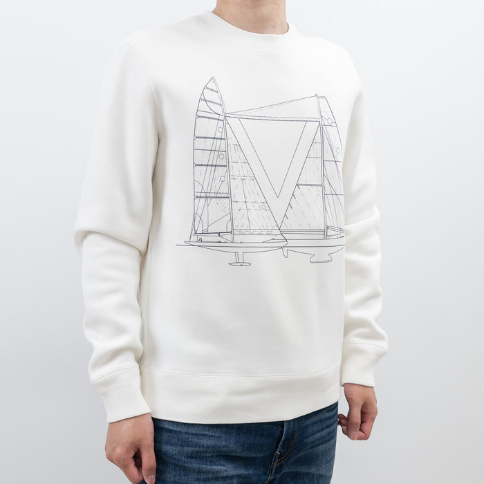 Louis Vuitton White Cotton Sailboat Graphic Sweater Size Medium