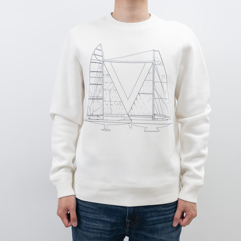 Louis Vuitton White Cotton Sailboat Graphic Sweater Size Medium