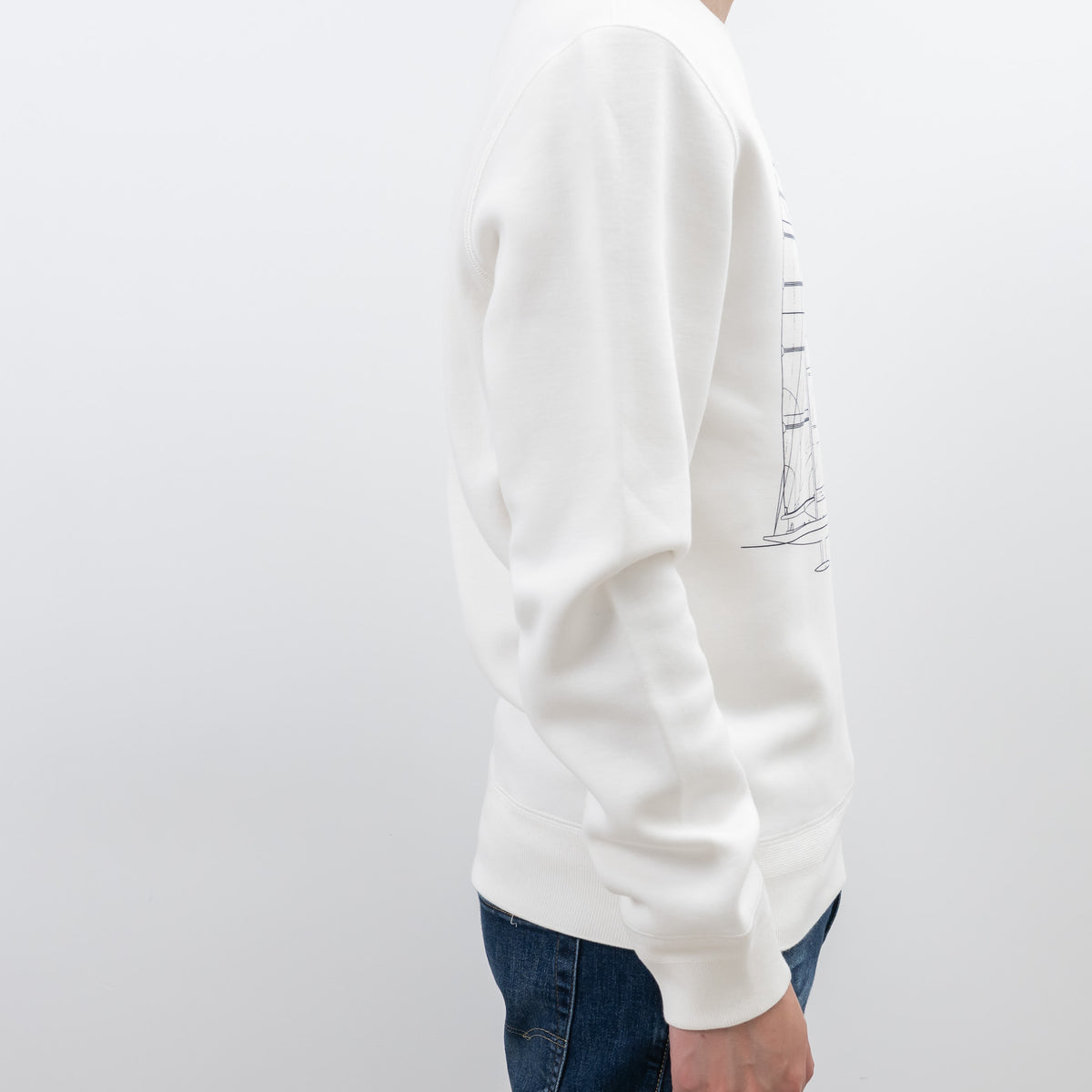 Louis Vuitton White Cotton Sailboat Graphic Sweater Size Medium