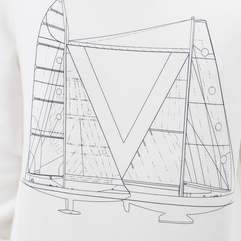 Louis Vuitton White Cotton Sailboat Graphic Sweater Size Medium