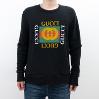 Gucci Black Cotton Logo Sweater Size L