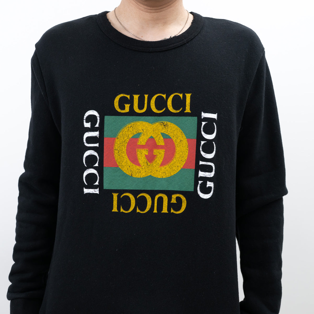 Gucci Black Cotton Logo Sweater Size L