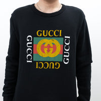 Gucci Black Cotton Logo Sweater Size L