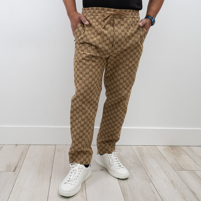 Gucci Tan GG Supreme Cotton Pants Size 48