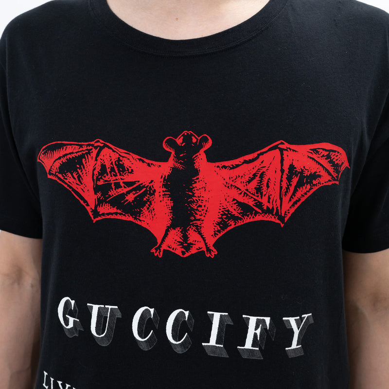 Gucci Black Cotton Red Bat Graphic T-Shirt Size M