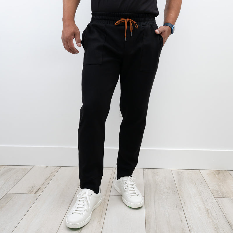 Zegna Black Cotton Zip-up Hoodie (Size M) and Pants (Size S)