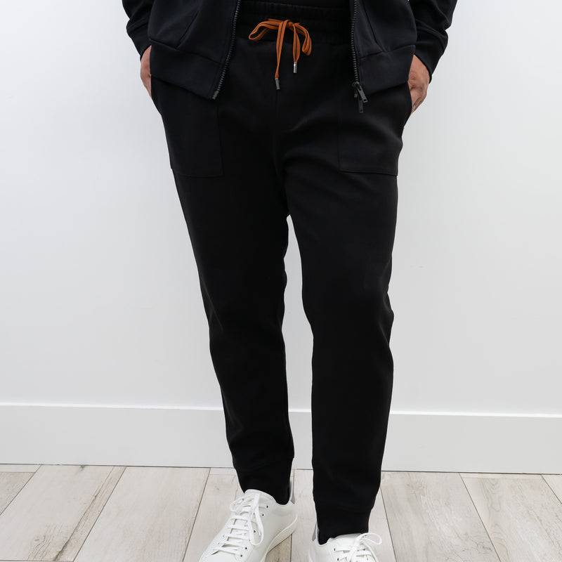 Zegna Black Cotton Zip-up Hoodie (Size M) and Pants (Size S)
