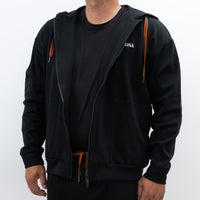 Zegna Black Cotton Zip-up Hoodie (Size M) and Pants (Size S)