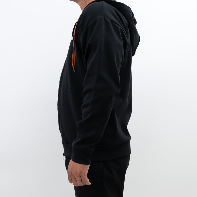 Zegna Black Cotton Zip-up Hoodie (Size M) and Pants (Size S)