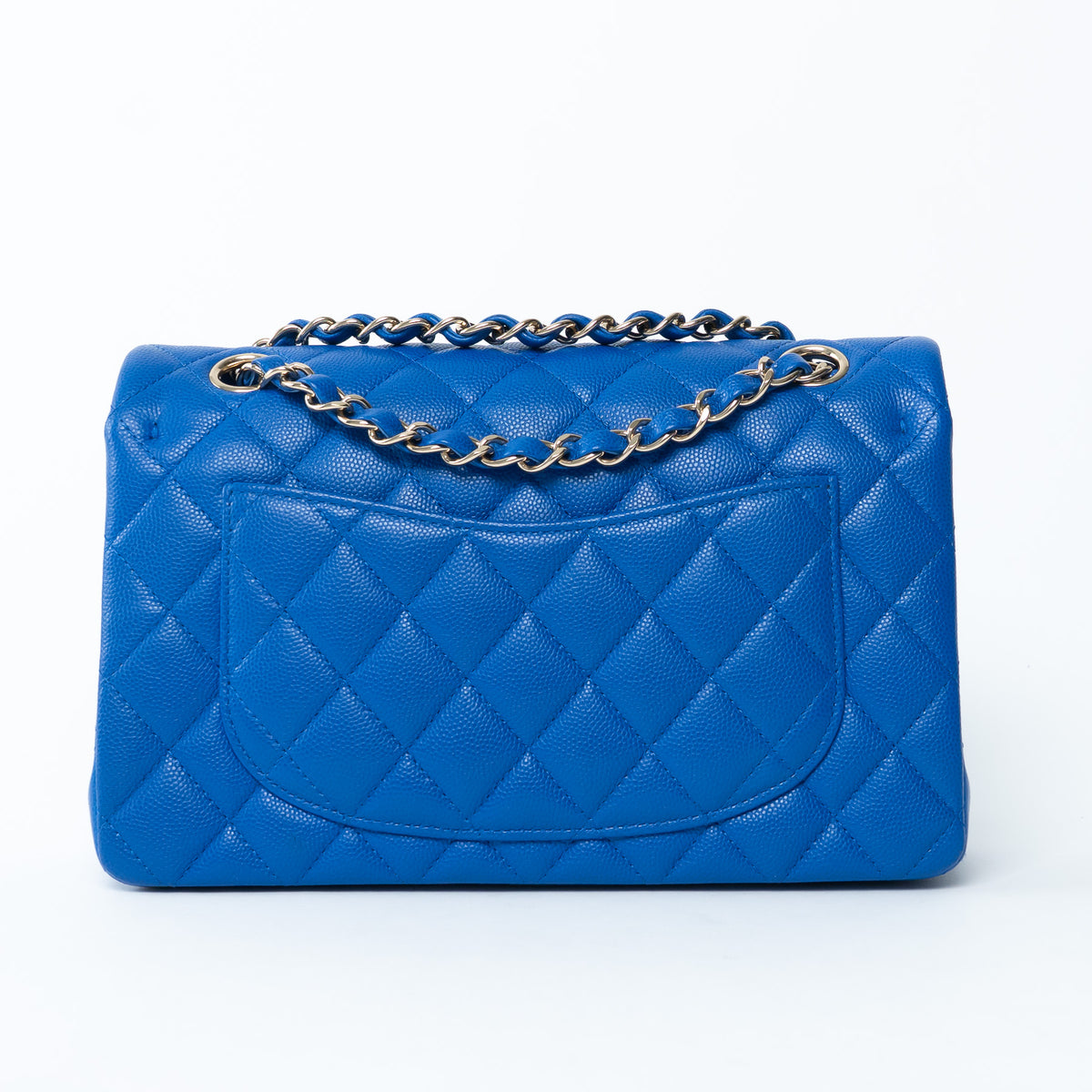 Pre-Loved Chanel™ Blue Pebbled Leather Small Classic Double Flap Bag