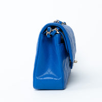 Pre-Loved Chanel™ Blue Pebbled Leather Small Classic Double Flap Bag