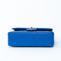 Pre-Loved Chanel™ Blue Pebbled Leather Small Classic Double Flap Bag