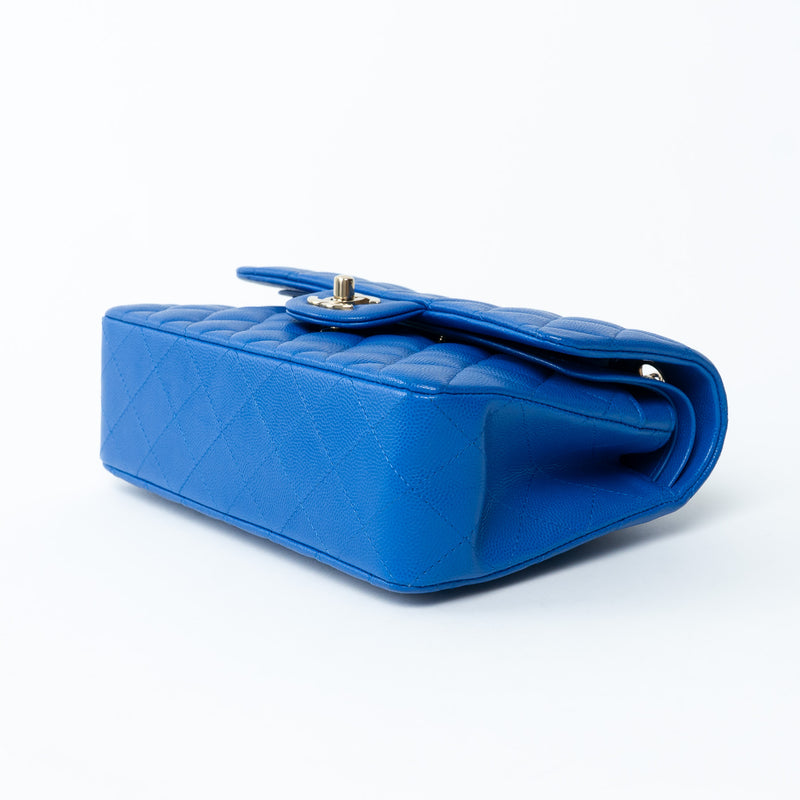 Pre-Loved Chanel™ Blue Pebbled Leather Small Classic Double Flap Bag